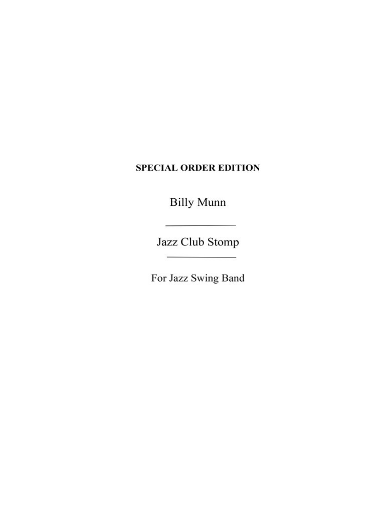 Billy Jazz Club Stomp New Swing Cameos Jznsw Bnd